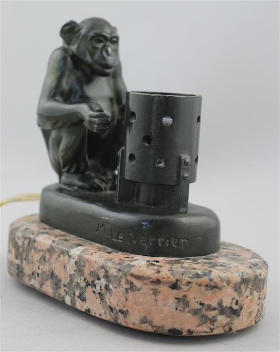 A Max Le Verrier monkey table lamp, 6.5in.